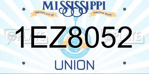 1EZ8052 Mississippi License Plate
