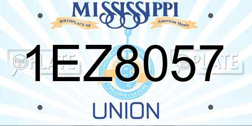 1EZ8057 Mississippi License Plate
