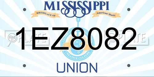 1EZ8082 Mississippi License Plate