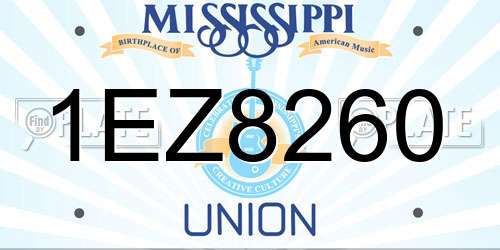 1EZ8260 Mississippi License Plate