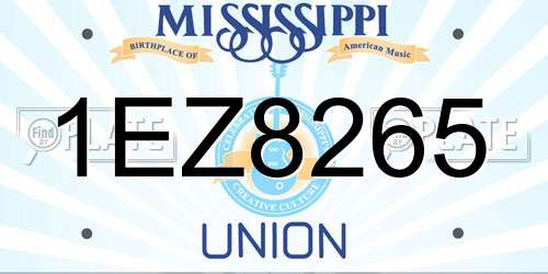 1EZ8265 Mississippi License Plate