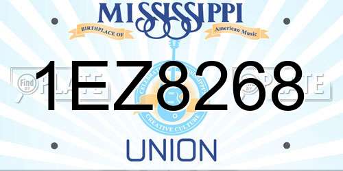1EZ8268 Mississippi License Plate
