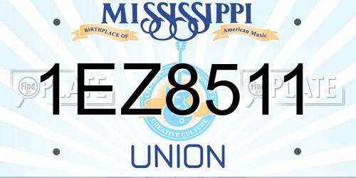 1EZ8511 Mississippi License Plate