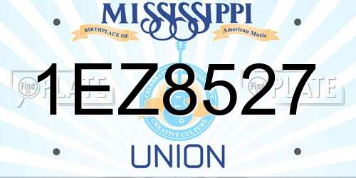1EZ8527 Mississippi License Plate