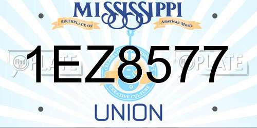 1EZ8577 Mississippi License Plate