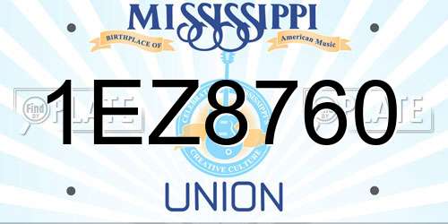 1EZ8760 Mississippi License Plate