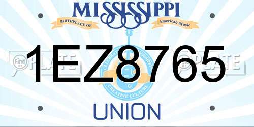 1EZ8765 Mississippi License Plate