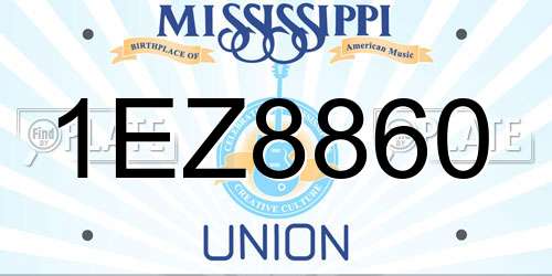1EZ8860 Mississippi License Plate