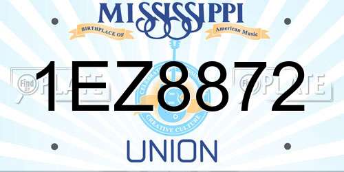 1EZ8872 Mississippi License Plate