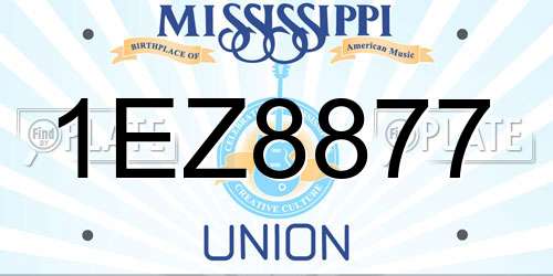 1EZ8877 Mississippi License Plate