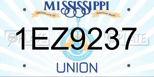 1EZ9237 Mississippi License Plate