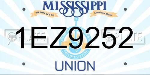 1EZ9252 Mississippi License Plate