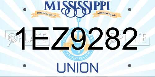 1EZ9282 Mississippi License Plate