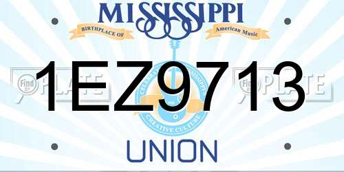 1EZ9713 Mississippi License Plate