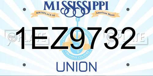 1EZ9732 Mississippi License Plate