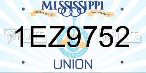 1EZ9752 Mississippi License Plate