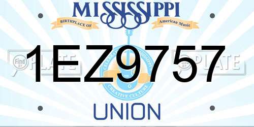 1EZ9757 Mississippi License Plate