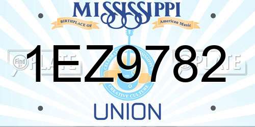 1EZ9782 Mississippi License Plate