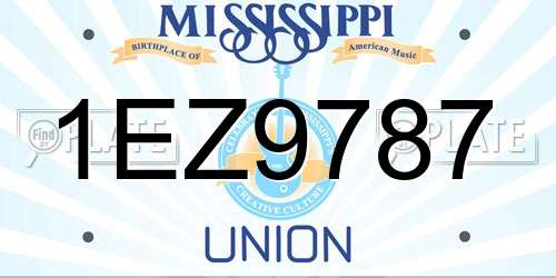 1EZ9787 Mississippi License Plate