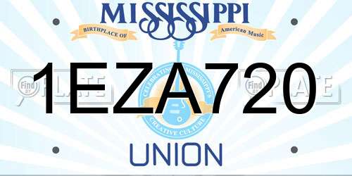 1EZA720 Mississippi License Plate