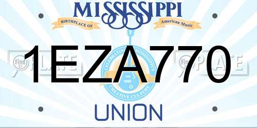 1EZA770 Mississippi License Plate