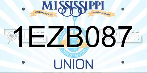 1EZB087 Mississippi License Plate