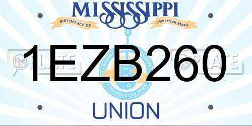 1EZB260 Mississippi License Plate