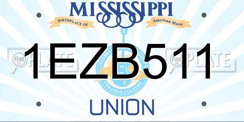 1EZB511 Mississippi License Plate