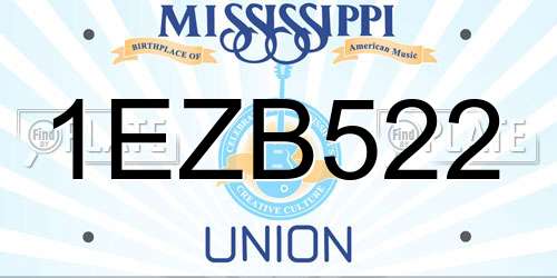 1EZB522 Mississippi License Plate