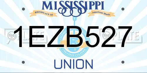 1EZB527 Mississippi License Plate