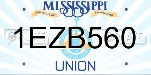 1EZB560 Mississippi License Plate
