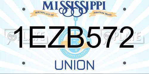 1EZB572 Mississippi License Plate
