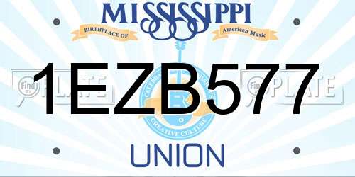 1EZB577 Mississippi License Plate