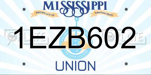 1EZB602 Mississippi License Plate