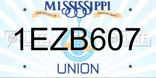 1EZB607 Mississippi License Plate