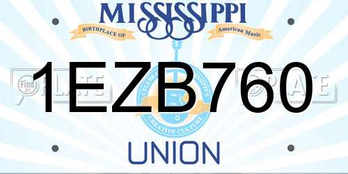 1EZB760 Mississippi License Plate