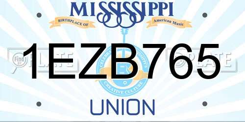 1EZB765 Mississippi License Plate