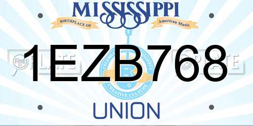 1EZB768 Mississippi License Plate
