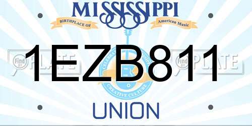 1EZB811 Mississippi License Plate