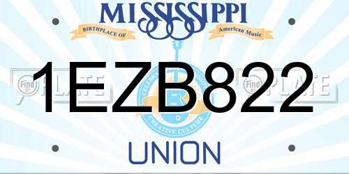 1EZB822 Mississippi License Plate