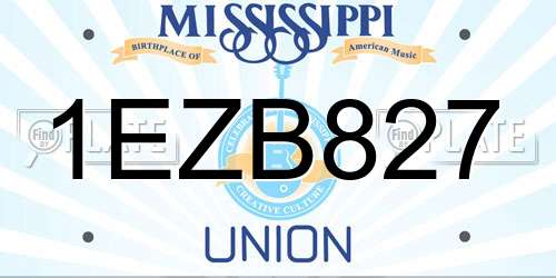 1EZB827 Mississippi License Plate