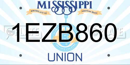 1EZB860 Mississippi License Plate