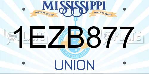 1EZB877 Mississippi License Plate
