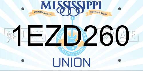 1EZD260 Mississippi License Plate