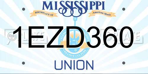 1EZD360 Mississippi License Plate