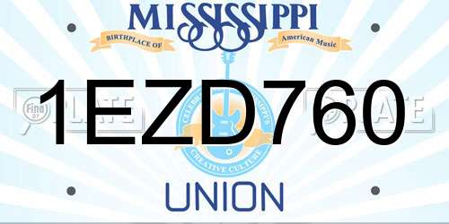 1EZD760 Mississippi License Plate