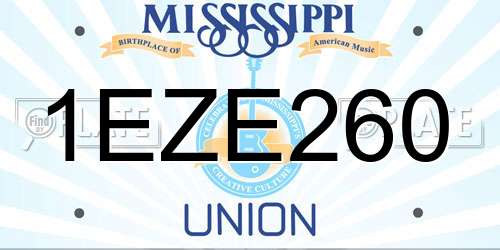 1EZE260 Mississippi License Plate