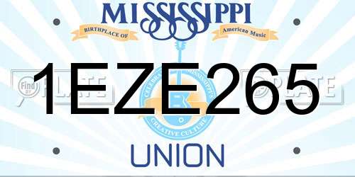 1EZE265 Mississippi License Plate