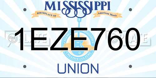 1EZE760 Mississippi License Plate