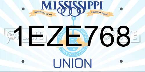 1EZE768 Mississippi License Plate
